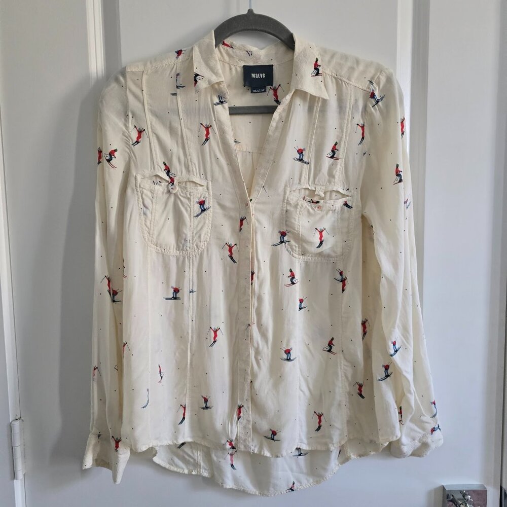 Anthropologie holiday skier blouse